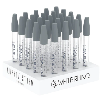 White Rhino Quartz Dab Straw w/  Silicone Cap - 25ct Display [NS2001]